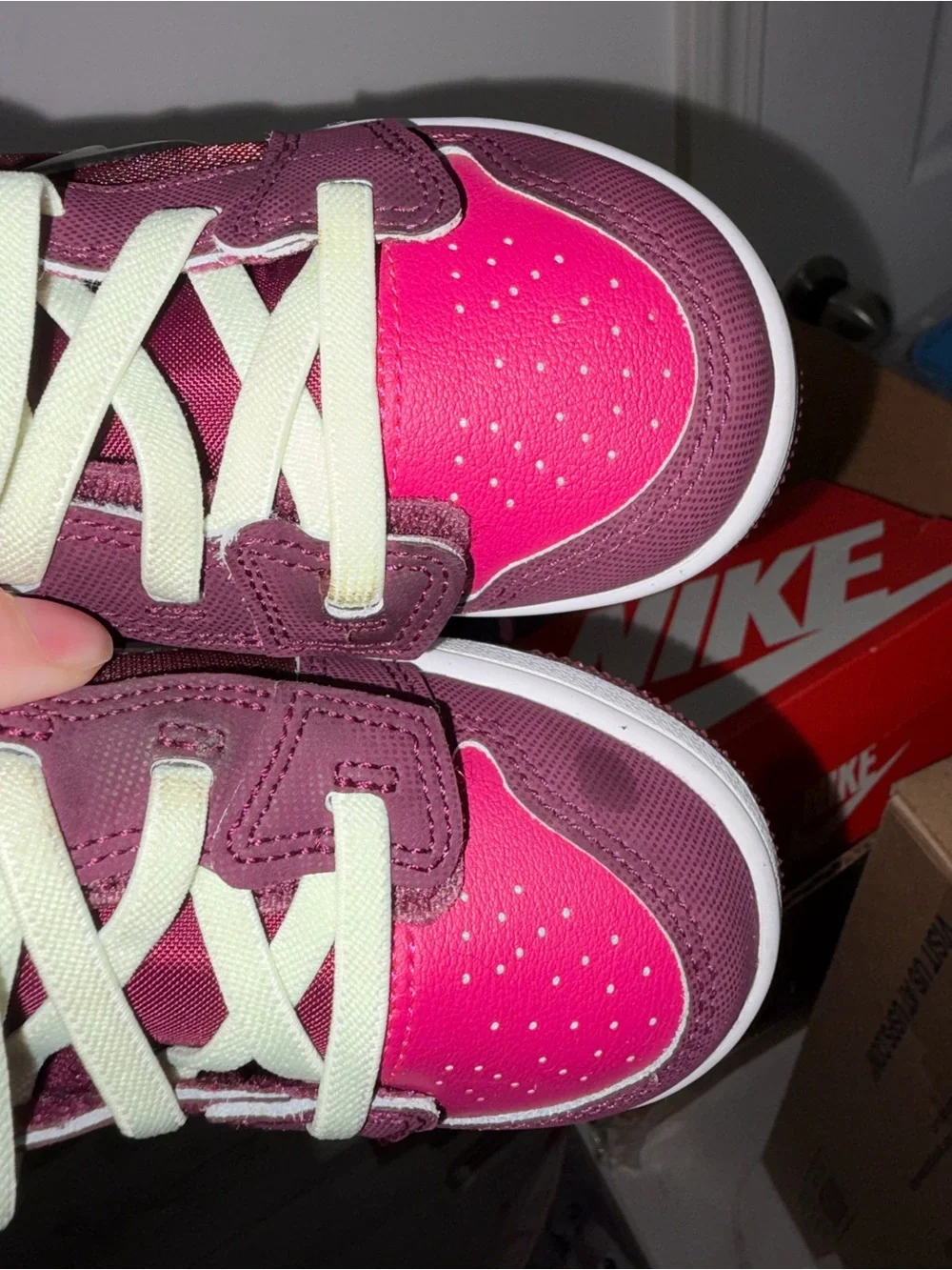 Nike Kids Pink and Burgundy Low-Top Sneaker